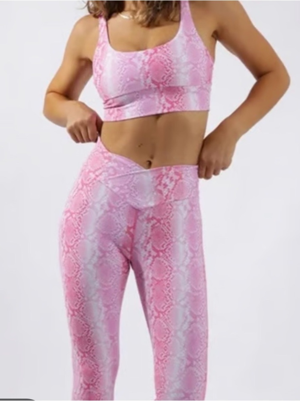 Beach Riot Pink Snake-Print Sports Bra & Leggings